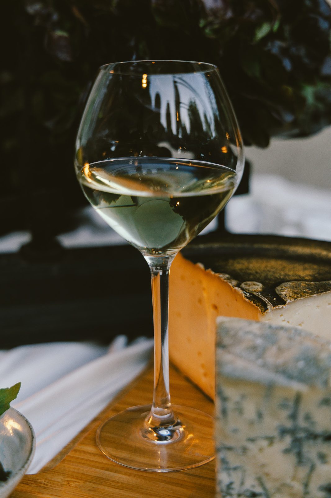 Verre de vin blanc en gros plan